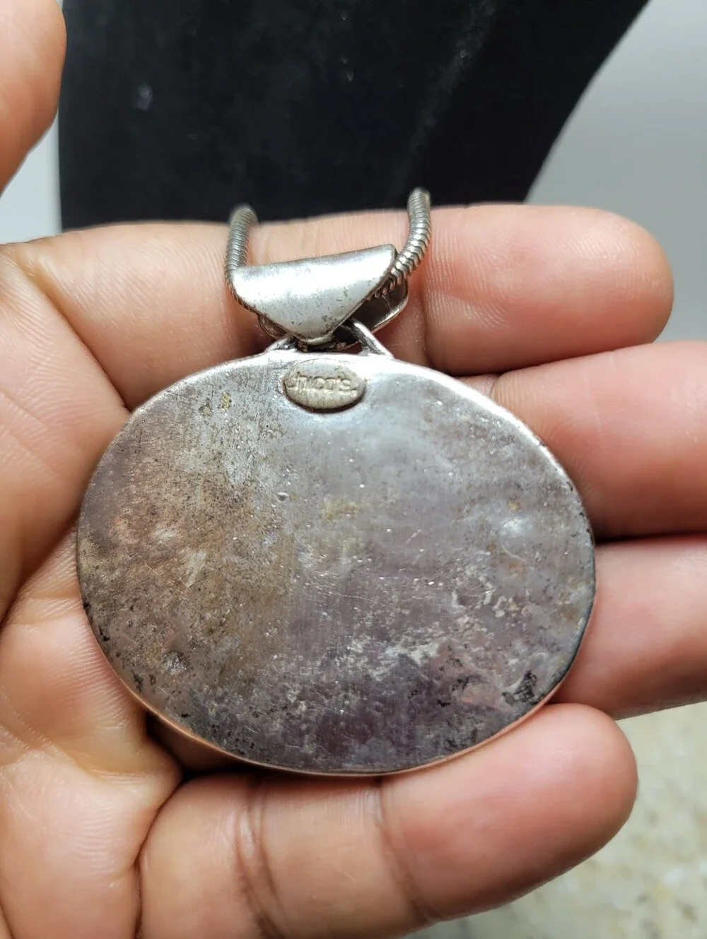 Chico's Signed Mother of Pearl Pendant Necklace